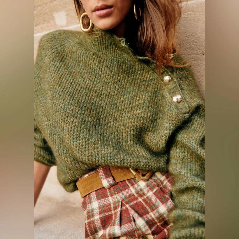 Sezane Trudy Jumper—Olive Green—Small - Picture 1 of 8